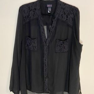Black sheer TORRID button up blouse